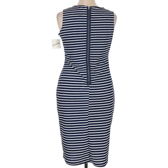 NWT Olivia Matthews Dress Medium Tank Blue White Stripe Nautical Preppy NEW - Picture 2 of 6